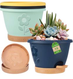 $5 each Multi-Color 10 inch Self Watering Plant Pots and Saucers