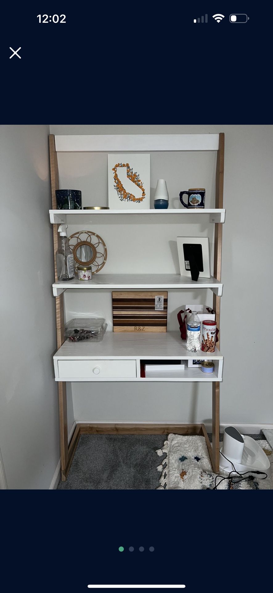 White And Natural Wood Ladder Shelf Easy To Install