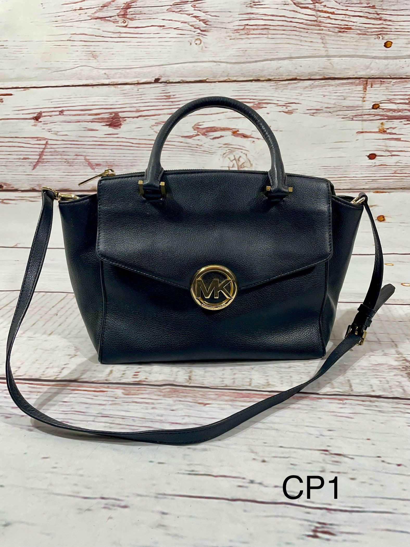 Michael Kors Hudson black Leather Handbag Large Satchel Retail $398