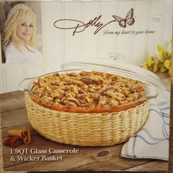 Glass Casserole w/ Wicker Basket