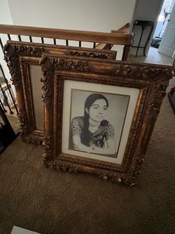 Pair of vintage wood frames with glass