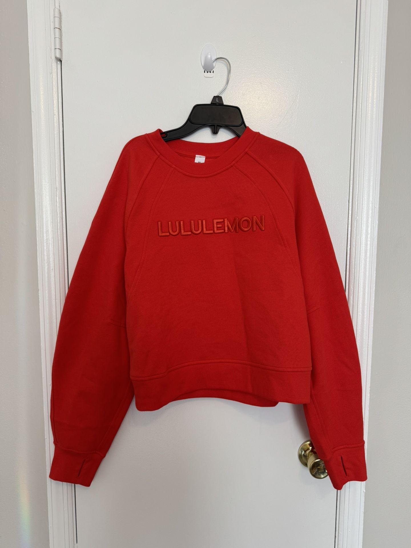 Lululemon Size Med/Large Scuba Oversized Pullover Wordmark, Hot Heat