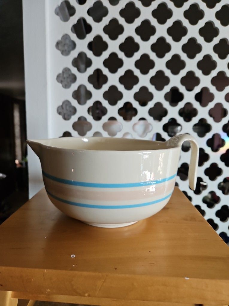 McCoy Blue Pink Striped Mixing Bowl