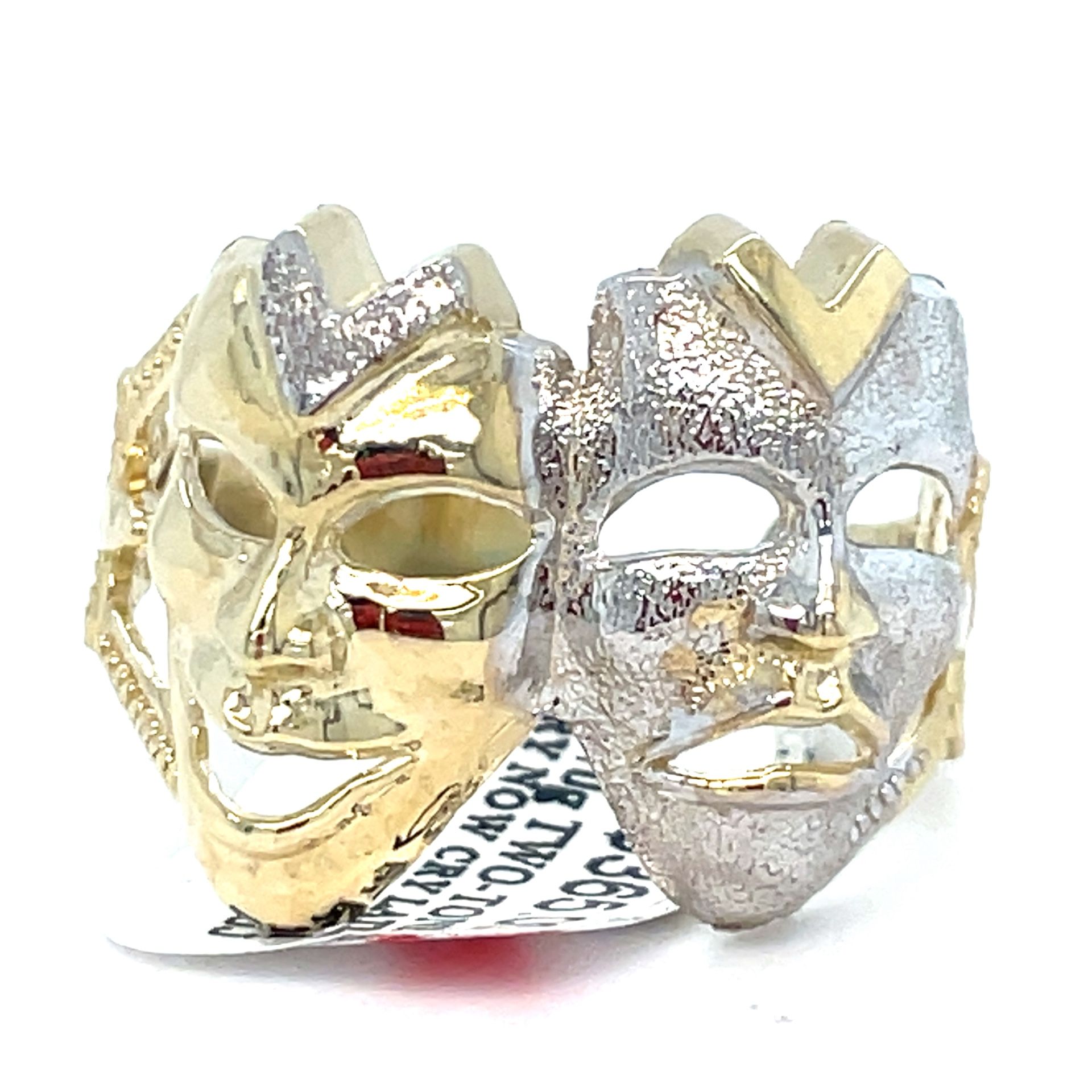 10Kt Two Tone Gold Smile Now Cry Later Ring 3.70g Size 11 200360