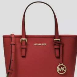 Michael Kors Jet Set Travel Extra-Small Top Zip Tote Bag Red