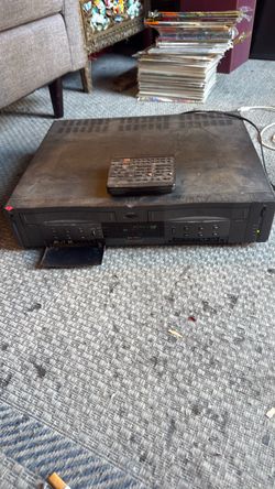 Very old but working GO VIDEO dual deck vcr with remote