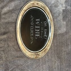 Hand-Painted Silver Plate Tray – “It’s Wine O’Clock” Wall Decor