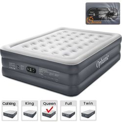 Ophanie Queen Air Mattress, 18 Inch Elevated Inflatable Bed with Built-in Pump, Puncture-Resistant,