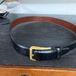 Mens Black Leather Coach Belt