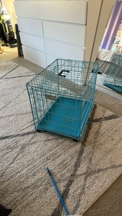 small baby blue dog crate 
