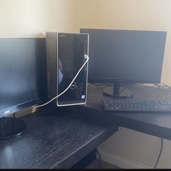 Dell Desktop Computer With Two Monitors