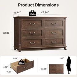 Dark Walnut 6 Drawer Dresser
