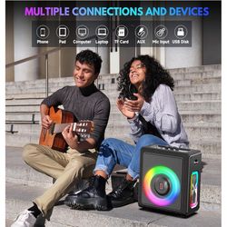 Karaoke Machine, Portable Bluetooth 5.3 Speaker with 2 Wireless Microphones for Adults, PA System with Pitch Correction & Echo Adjustment, Supports TW
