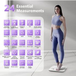Scale for Body Weight - Bluetooth Smart Digital Body Fat Scale W/ 24 Measurements, Resting Heart Rate, Fitness App Sync, High Precision Body Compositi