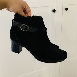 Clarks Black Leather Upper Ankle Booties