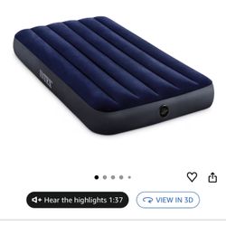Intex 64757E Dura-Beam Standard Downy Air Mattress: Fiber-Tech - Twin Size - 10in Bed Height - 300lb Weight Capacity - Pump Sold Separately
