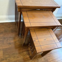 3  Solid Wood Nesting Tables.  