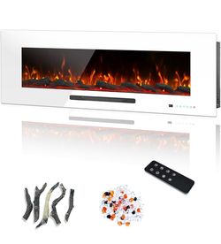 Dreamflame 50" Electric Fireplace, Recessed & Wall Mounted Fireplace Heater 13 * 13 Colors Flame &Fuel Bed W/5 Dimmer, Touchscreen &Remote Control Tem