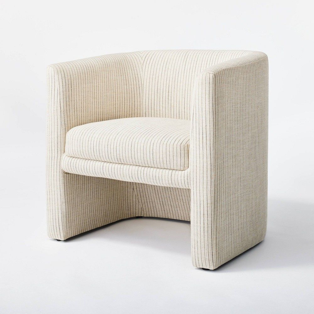 Vernon Accent Chair Tan Striped - Threshold™ Designed with Studio McGee: Polyester Upholstery