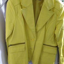 Women's Yellow Leather Jacket