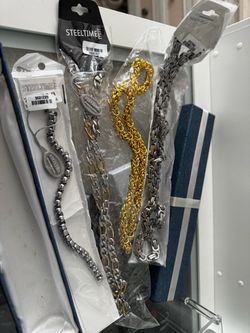 Steeltime Stainless Steel Chain Necklace and Bracelet Set