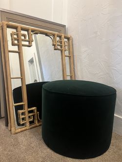 Green Velvet Ottoman & Mirrors