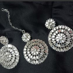 Mirror Work Earrings With Tikka Set On Sale Price