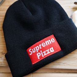 Supreme Pizza Embroidered Beanie Hat