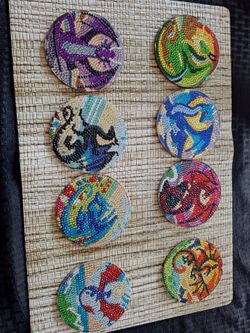 8 completed dragon diamond art coasters