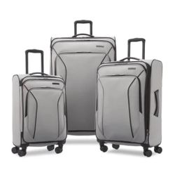 American Tourister X-Lite 3 Pc Softside Spinner Wheels Luggage Set - Light Grey