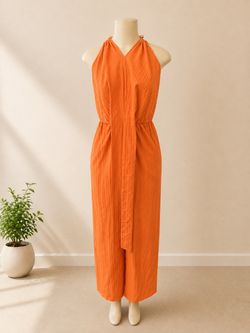 Orange Halter Neck Jumpsuit