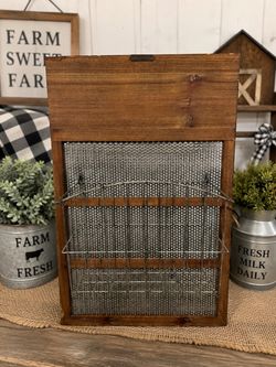 Magnolia Farmhouse Wood and Wire Wall Organizer