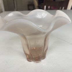 Vintage Duncan & Miller Canterbury Pink Opalescent Ruffled Glass Vase