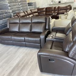 LEATHER RECLINER SET