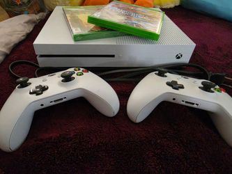 Xbox One S Console with 2 Controllers and Games