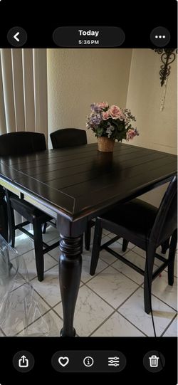 Dark Wood Counter Height Dining Table with Chairs