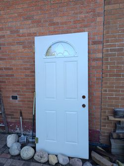 36-80 Steel Dore  Leaded Glass Window