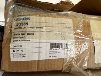Siemens GF223N 2P 100amp 240v Nema 1 fused