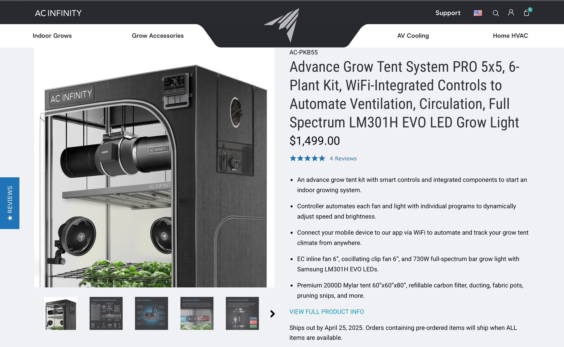 AC Infinity 5x5 Pro Complete Grow Kit (Brand New)
