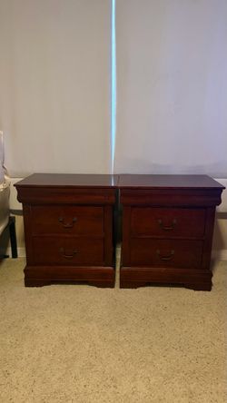 Pair of Cherry Wood 2-Drawer Nightstands