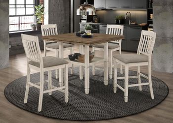 192818-S5- Sarasota 5-Piece Drop Leaf Counter Dining Set Rustic Cream