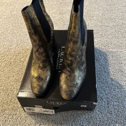 Size 11 Ralph Lauren Mylah Distressed Metallic Boot