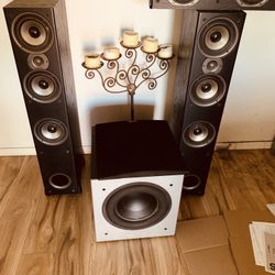 Polk Audio Speaker Set With powered 300 Watt Sub Like New
