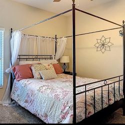 Canopy bed (full size) with nightstand, dresser and desk
