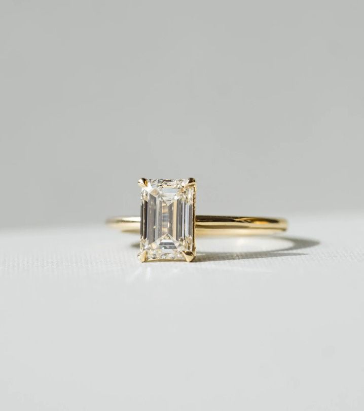 2CT Emerald Cut Lab Grown Diamond Engagement Ring