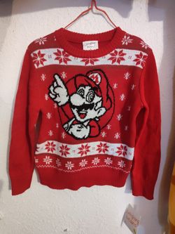 Boys Size 4 New Super Mario Bros Red Christmas Sweater 
