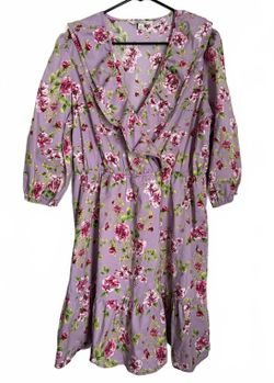 The Pioneer Woman Dress Size XL Extra Large Purple Floral Coquette Girl Cottage