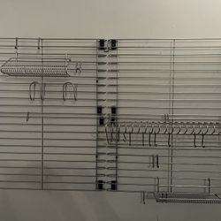 Metal Wire Wall Mount Storage With Shelves And Hooks From The Container Store
