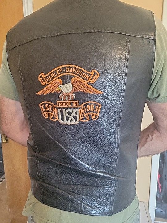 Harley Davidson Mens Vintage AMF Leather Vest Medium