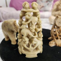 3 Carved Soapstone Figures 